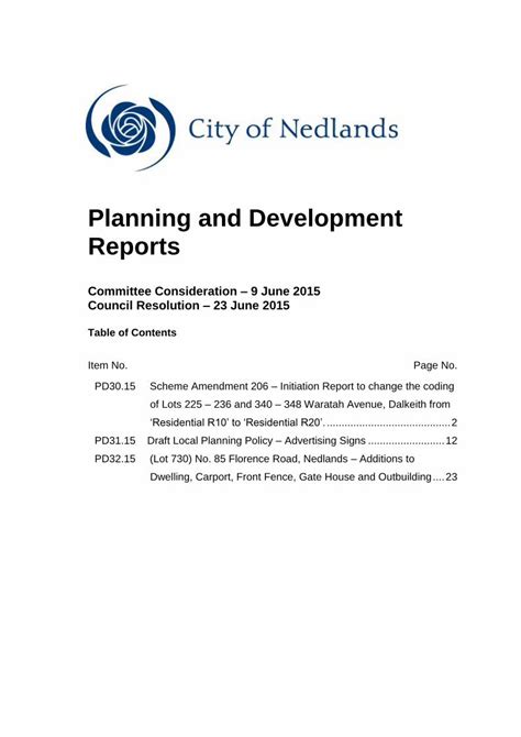 City of Nedlands Planning Policies .